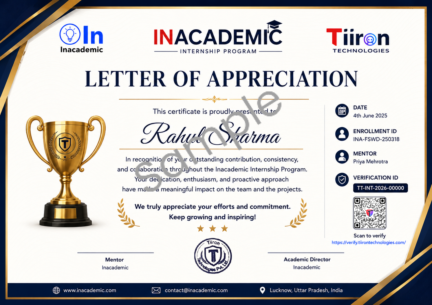 Sample letter of appreciation