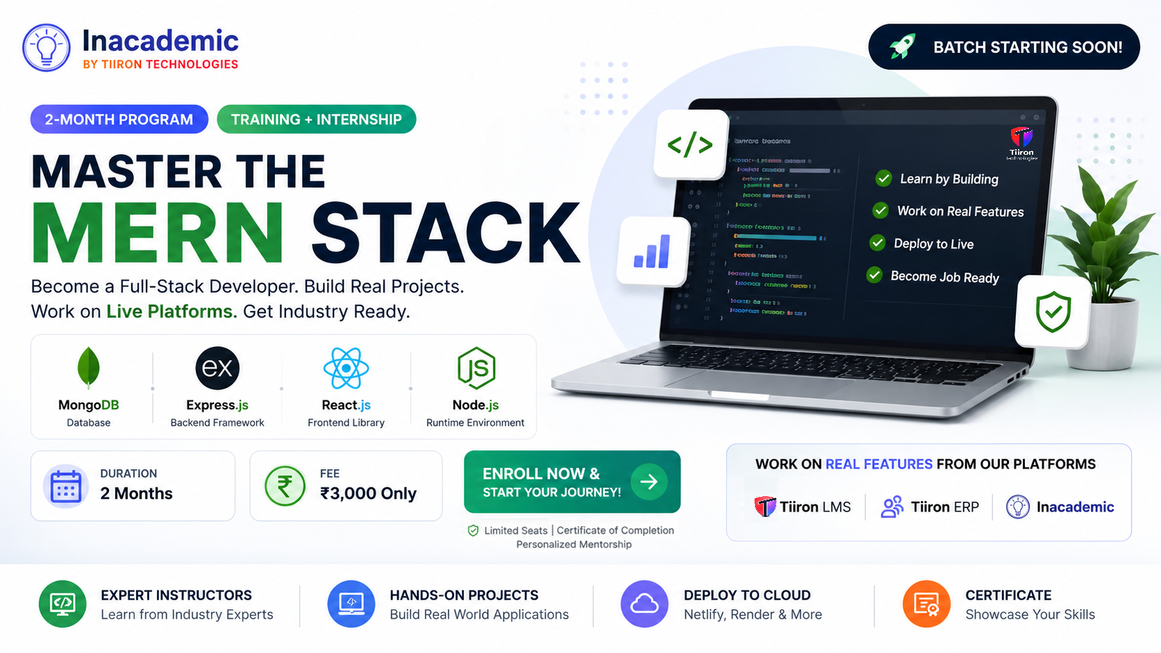 Full Stack plus AI internship program with QR code to register